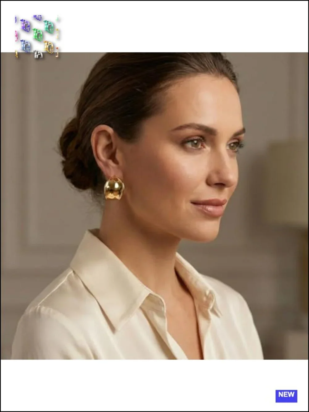 Chunky 14K Gold Plated Sculptural C-Shaped Earrings, Lightweight Hypoallergenic